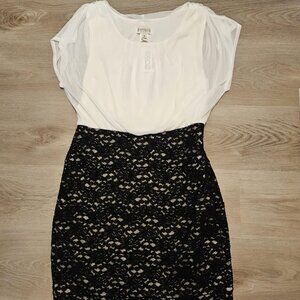 NEW, Black and White Cocktail Dress, Size 14, Sleeveless Dress, Lace